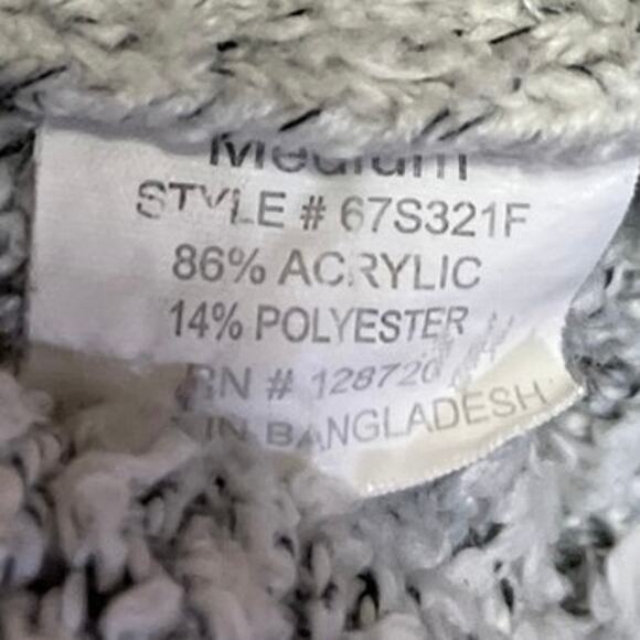 Quinn Gray Boucle Knit Long Sleeve Open Front Pockets Cardigan Sweater Top M - Picture 4 of 4